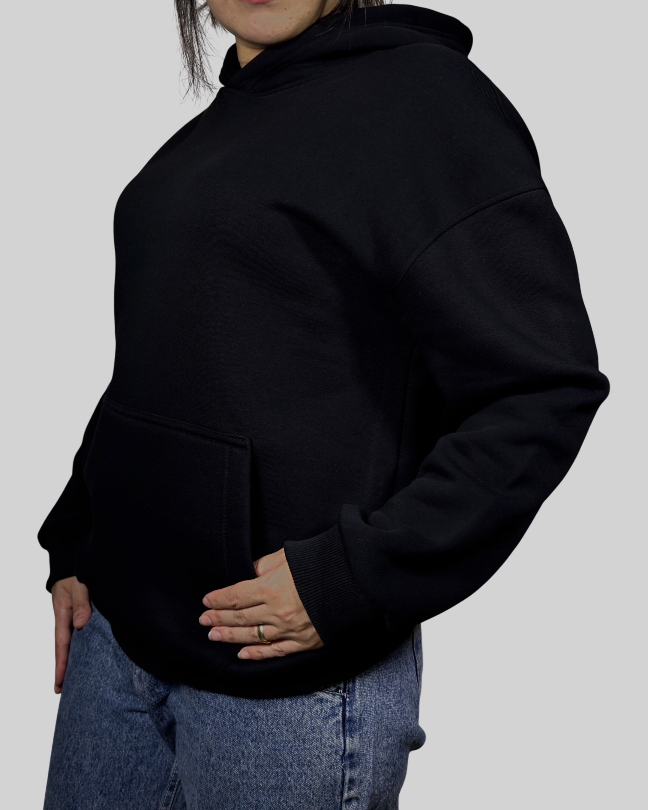 Black Relaxed-Fit Basic Hoodie
