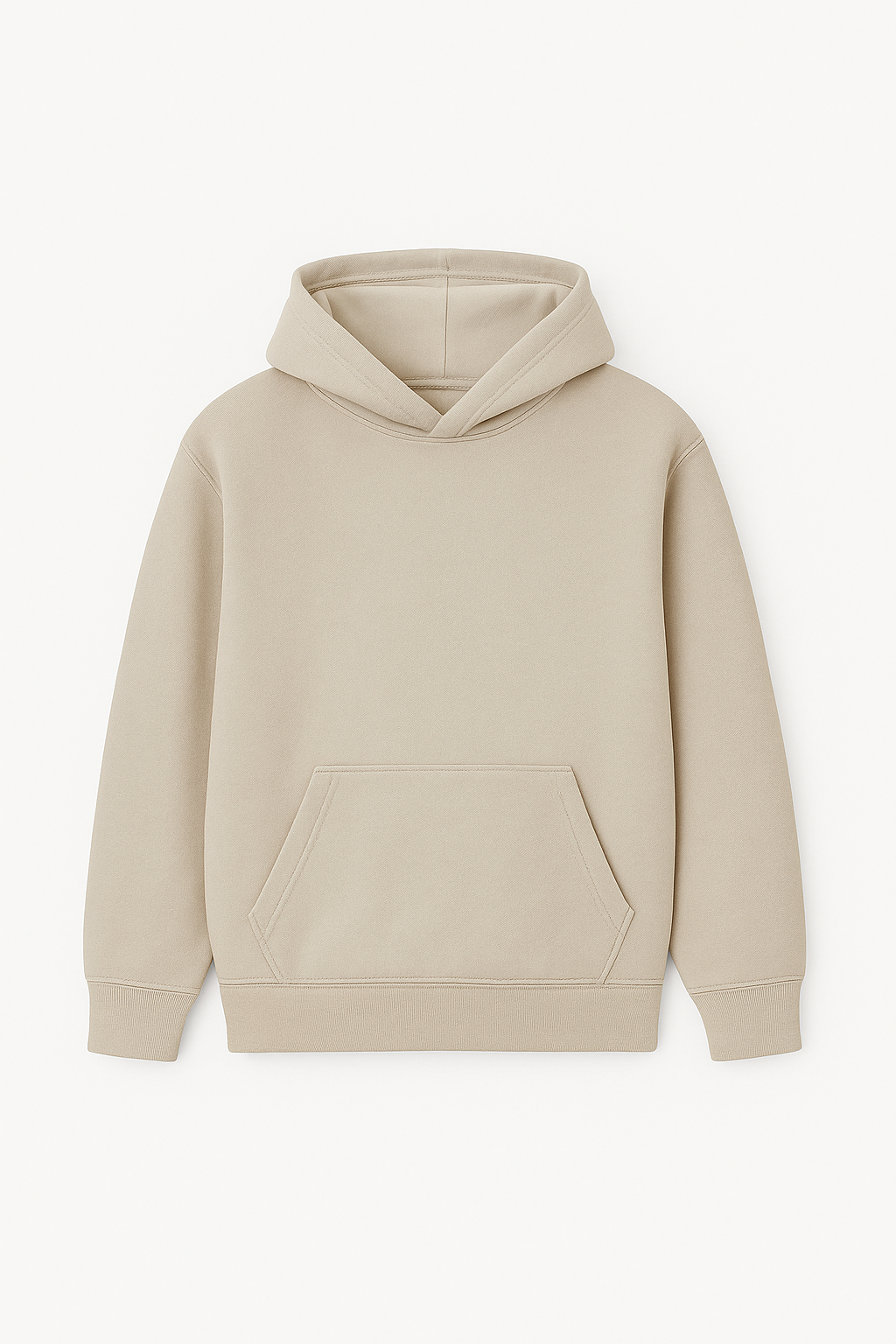 Beige Relaxed-Fit Basic Hoodie