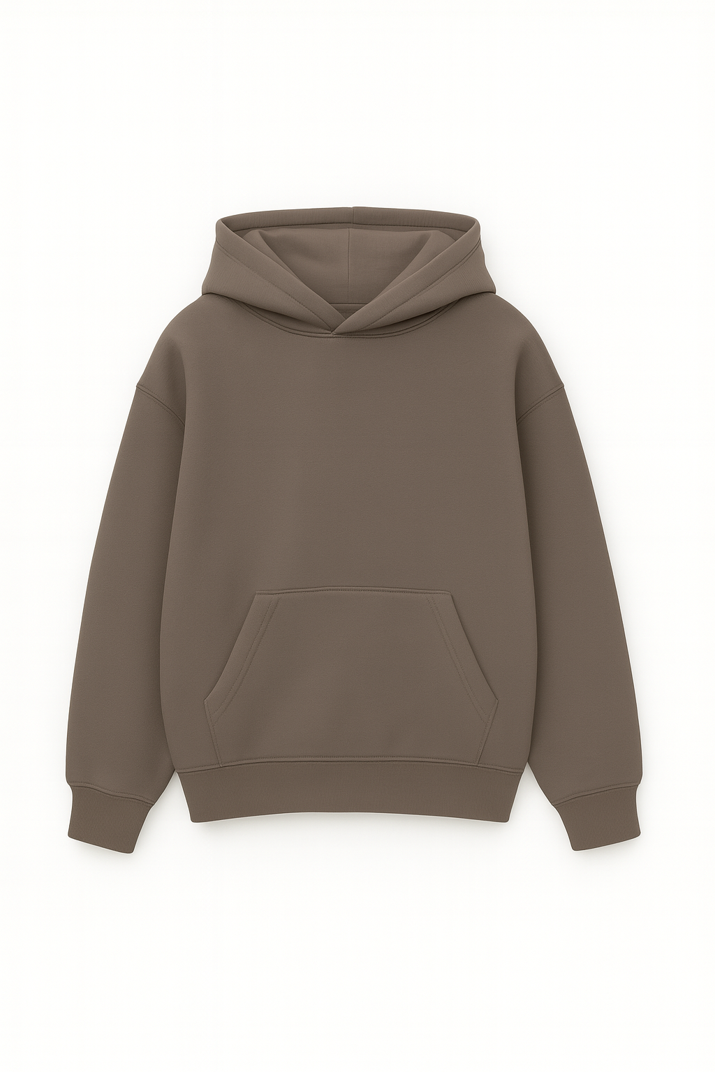 Brown Relaxed-Fit Basic Hoodie