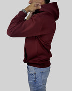 Burgundy Relaxed-Fit Basic Hoodie