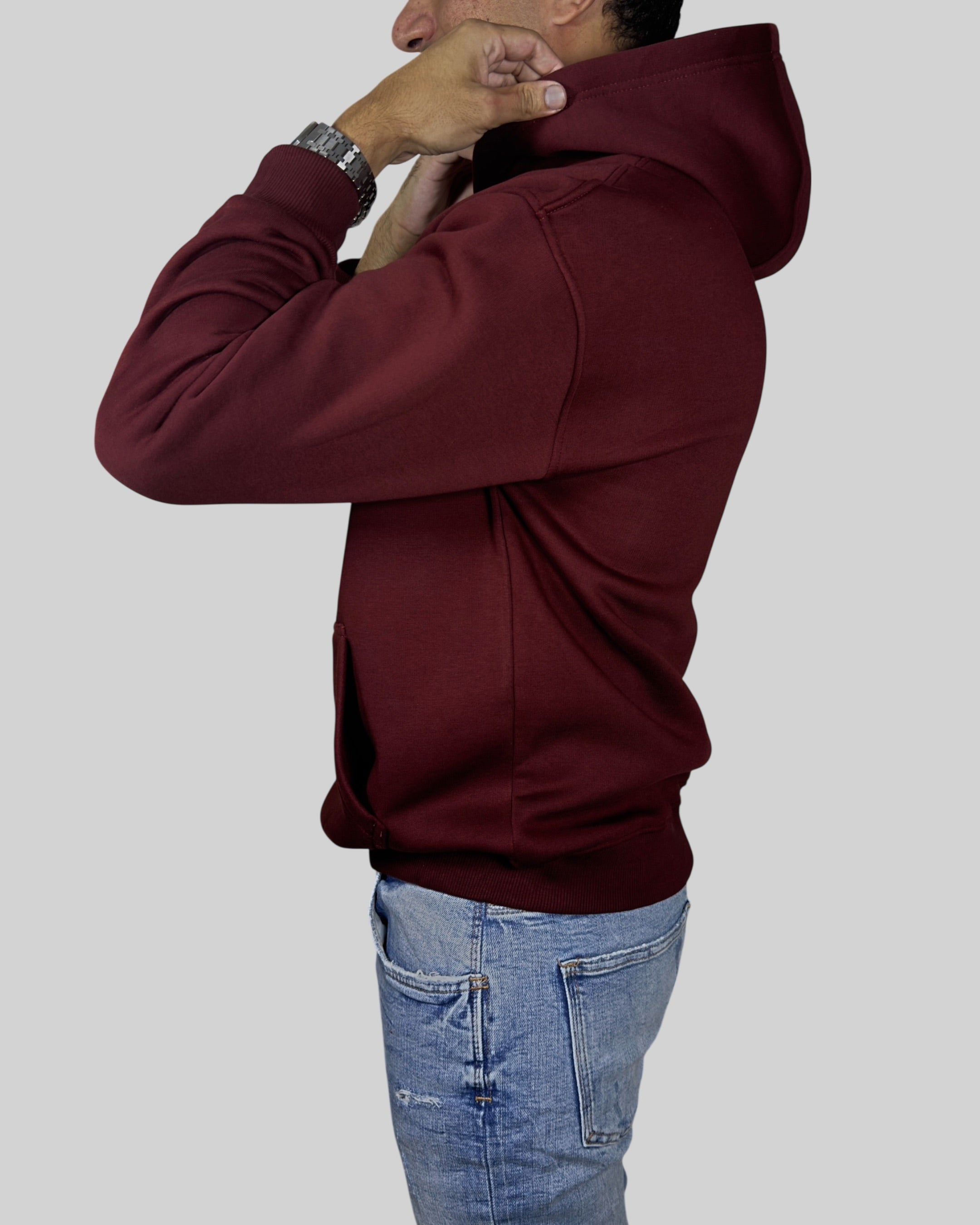 Burgundy Relaxed-Fit Basic Hoodie