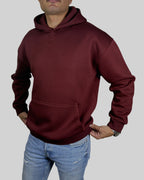 Burgundy Relaxed-Fit Basic Hoodie
