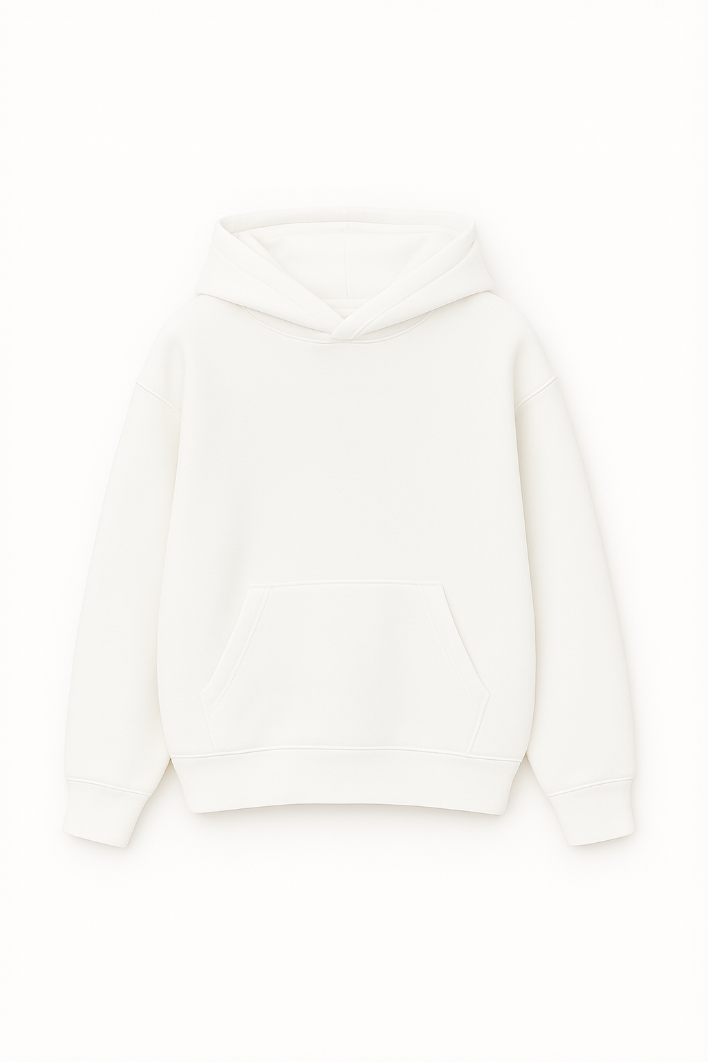 White Relaxed-Fit Basic Hoodie